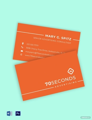 Sample Advertising Consultant Business Card Template