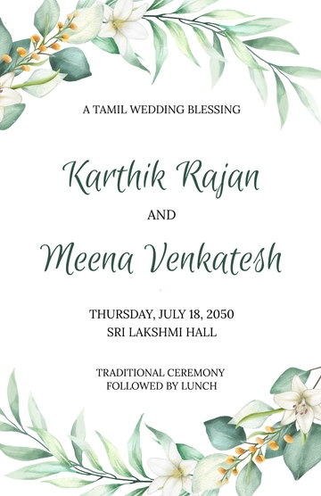 Free Tamil Wedding Poster Template to Edit Online