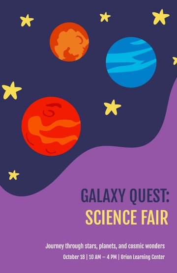 Free Space Galaxy Science Fair Poster Template to Edit Online