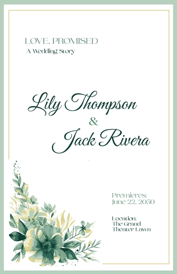 Free Simple Wedding Movie Poster Template to Edit Online