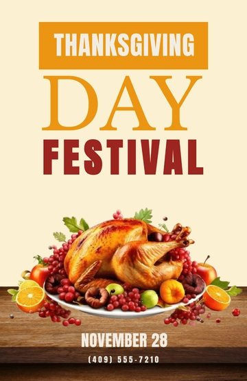 Free Thanksgiving Day Dinner Poster to Edit Online