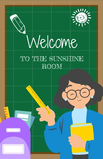 Free Classroom Welcome Poster with Teacher's Name Template to Edit Online