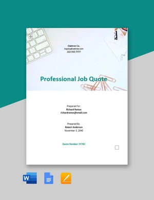 Professional Job Quotation Template