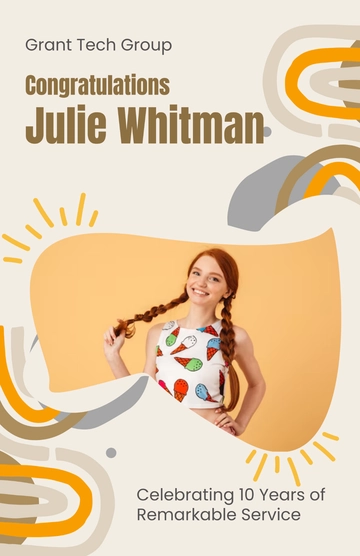 Free Work Anniversary Congratulations Poster Template to Edit Online