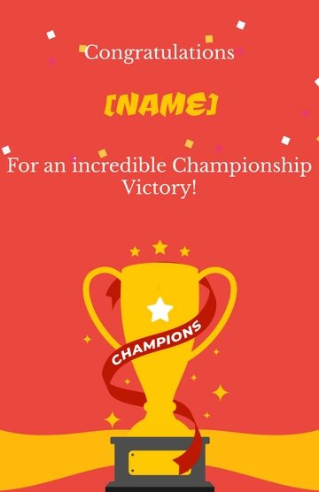Free Championship Congratulations Blank Poster Template to Edit Online