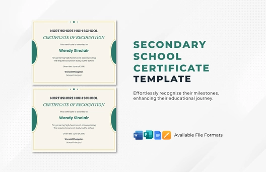 Secondary School Certificate Template
