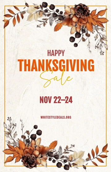 Free White Thanksgiving Day Sale Poster to Edit Online