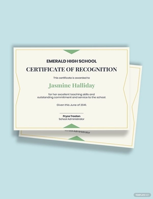 teacher service certificate Template