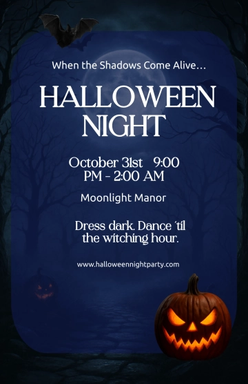 Free Halloween Night Poster Template to Edit Online