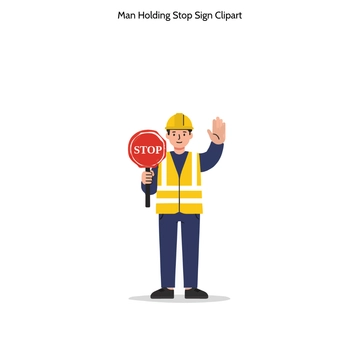 Free Man Holding Stop Sign Clipart to Edit Online