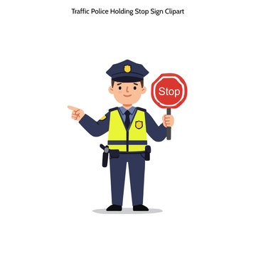 Free Traffic Police Holding Stop Sign Clipart to Edit Online