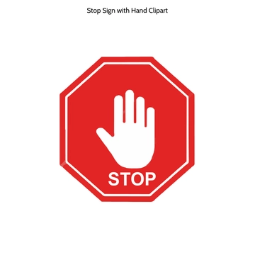 Free Stop Sign with Hand Clipart to Edit Online