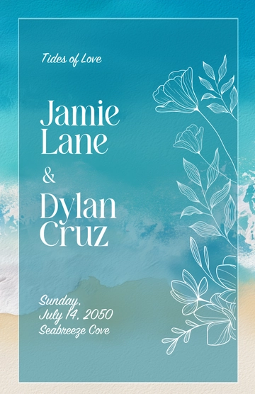 Free Beach Modern Wedding Poster Template to Edit Online