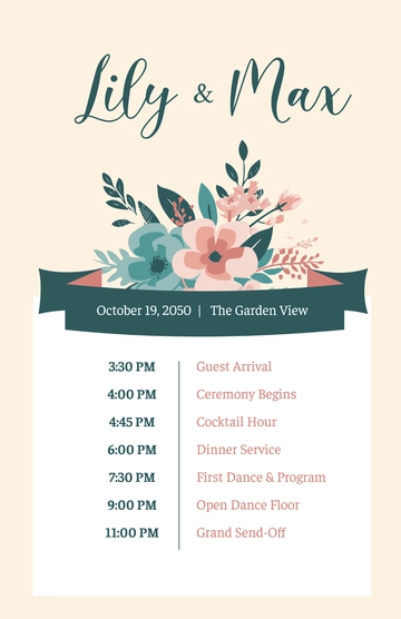 Free Wedding Day Schedule Poster Template to Edit Online