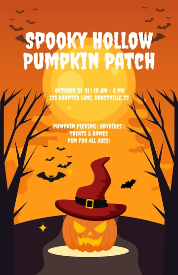 Free Halloween Pumpkin Patch Poster Template to Edit Online