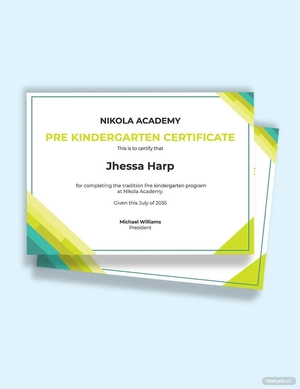 Pre Kindergarten Certificate Template