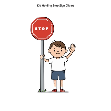 Free Kid Holding Stop Sign Clipart to Edit Online