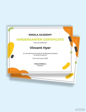 Kindergarten Certificate of Achievement Template