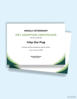 Editable Pet Adoption Certificate Template