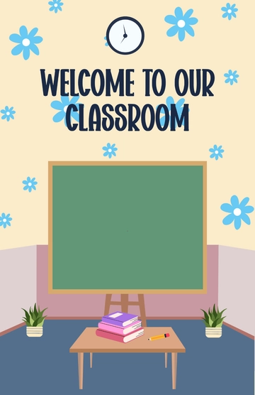 Free Floral Classroom Welcome Background Poster Template to Edit Online