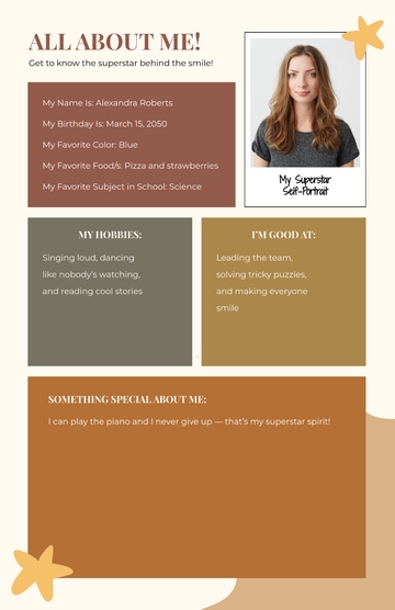 Free Superstar All About Me Poster Template to Edit Online