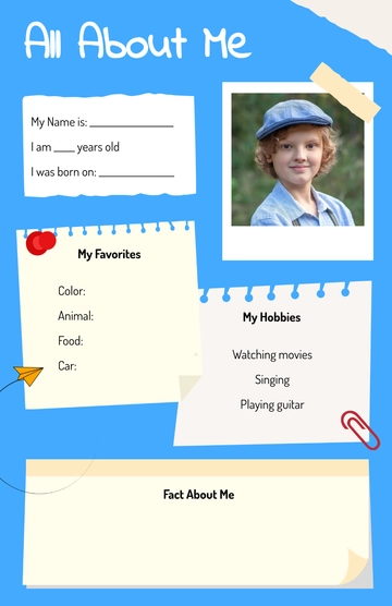 Free Blue All About Me Poster for Boys Template to Edit Online