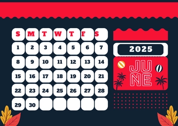 Free Summer Calendar for June Template to Edit Online
