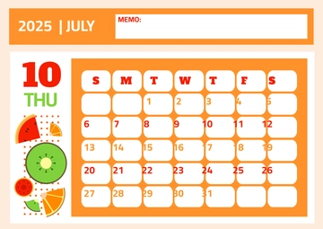 Free Summer Calendar for July Template to Edit Online