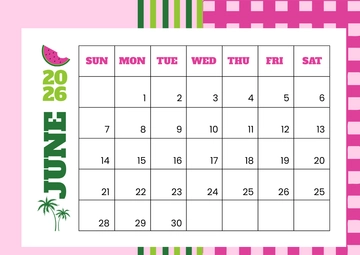 Free Cute Background Summer Calendar Template to Edit Online