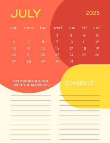 Free Aesthetic Summer School Calendar Template to Edit Online