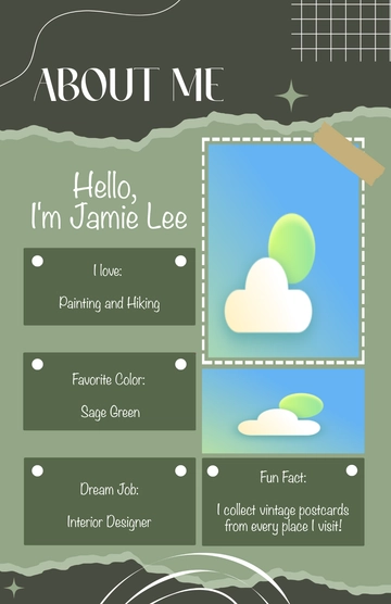 Free Sage Green About Me Aesthetic Poster Template to Edit Online