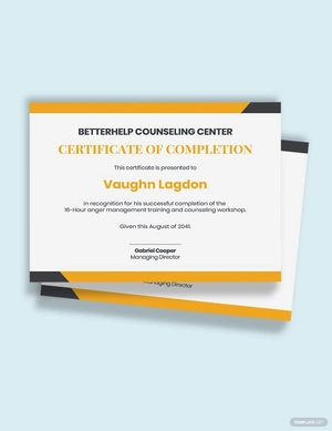 Anger Management Certificate Template