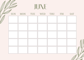 Free Blank Undated Summer Calendar Template to Edit Online