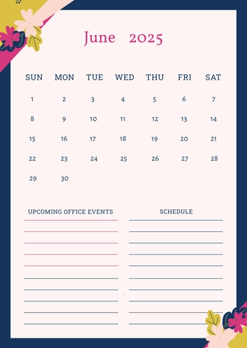 Free Office Summer Calendar Template to Edit Online