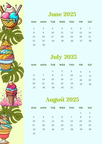 Free One-Page Summer Calendar Template to Edit Online