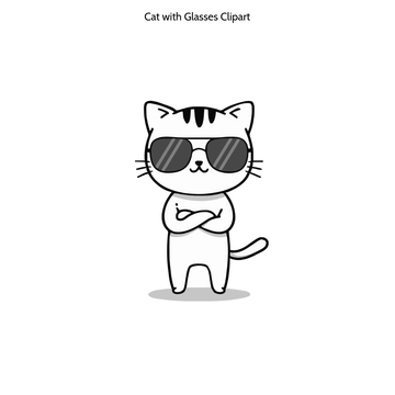 Free Cat with Glasses Clipart to Edit Online