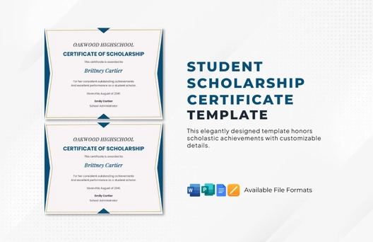 Student Scholarship Certificate Template