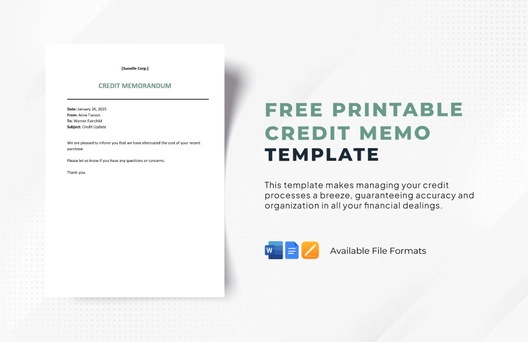 Printable Credit Memo Template