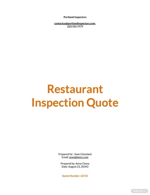 Restaurant Maintenance Quote Template