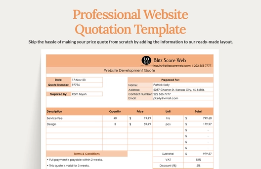 Professional Website Quotation Template