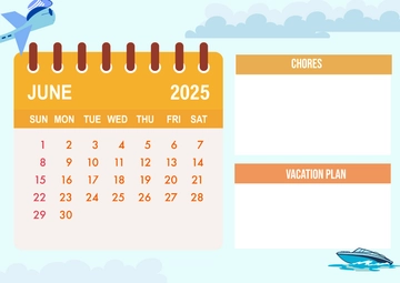 Free Summer Calendar for Kids Template to Edit Online