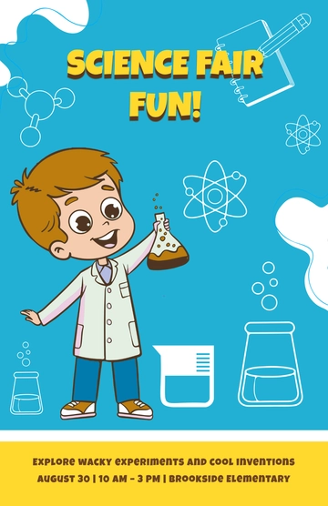 Free Cartoon Science Fair Poster Design Template to Edit Online