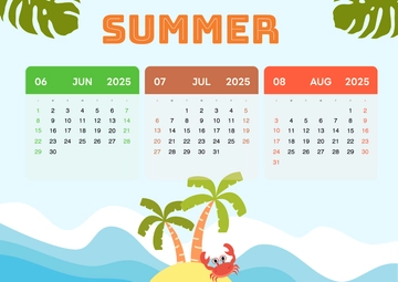 Free Monthly Summer Calendar Template to Edit Online