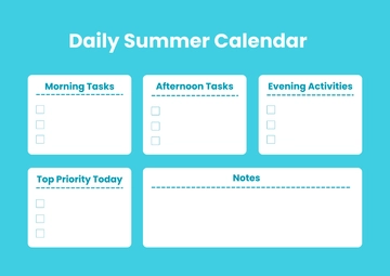 Free Daily Summer Calendar Template to Edit Online