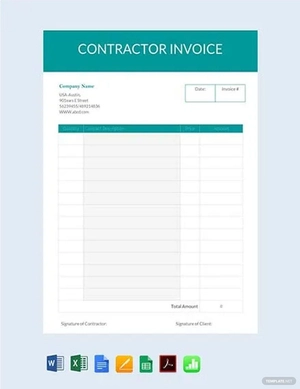 Blank Contractor Invoice Template