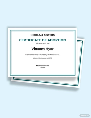 Official Adoption Certificate Template