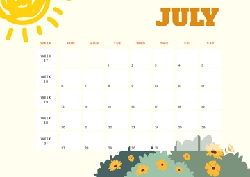 Free Weekly Summer Calendar Template to Edit Online