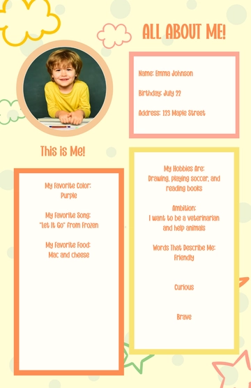 Free Elementary All About Me Poster Template to Edit Online