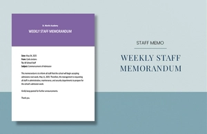 Weekly Staff Memo Template