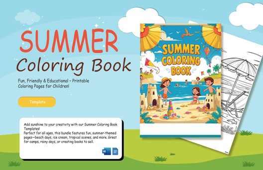 Summer Coloring Book Template Summer Coloring Book Template